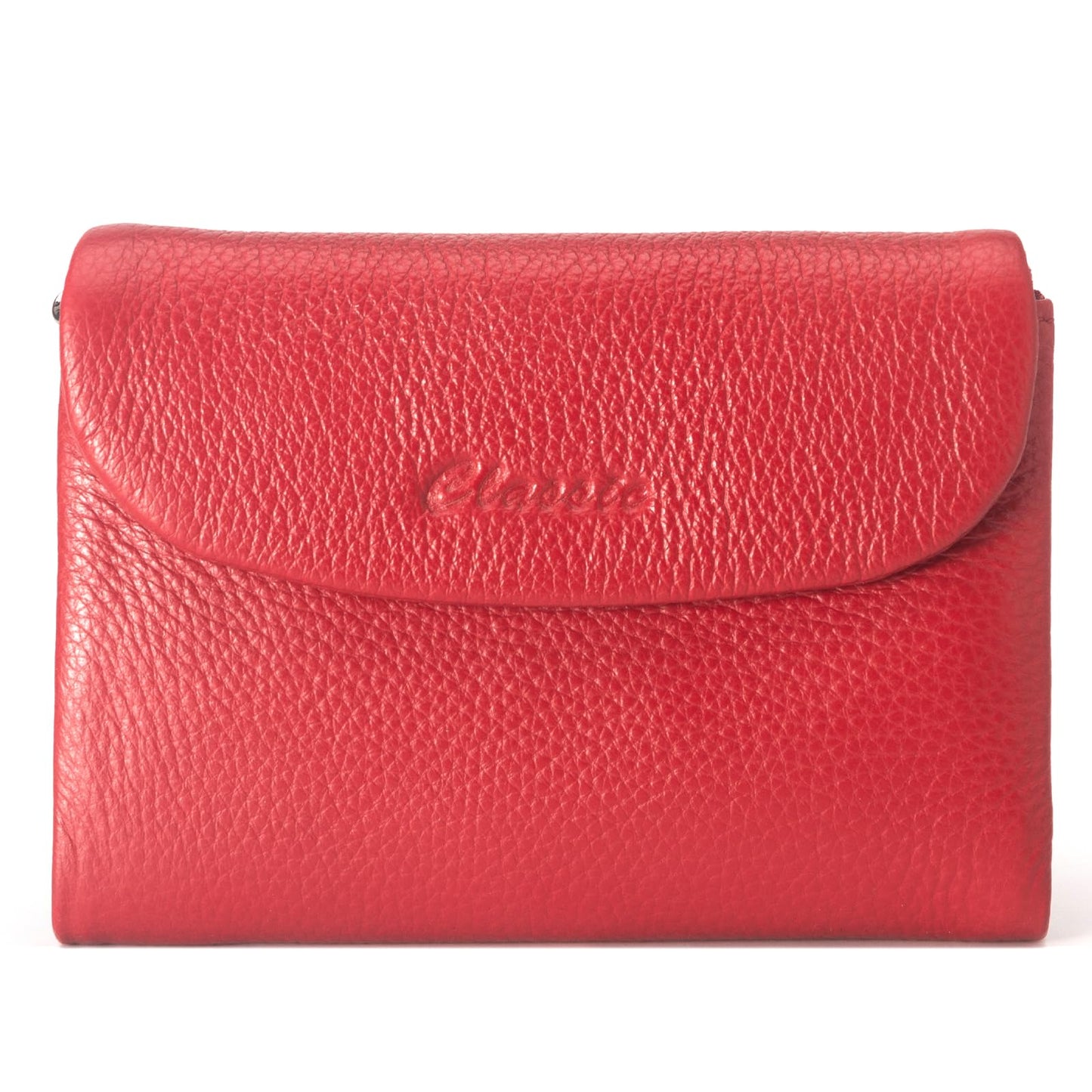DAMAIKE Wallet for Women [Genuine Leather] [Magnetic Closure], Large Capacity Female Ladies Bifold Wallet Card Holder, ID Window, Zipper Coin Pockets (Red)