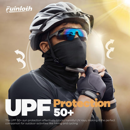 Fuinloth Neck Gaiter, 6 Pack Face Mask Bandana Fishing Cooling Sun Protection Scarf for Men Women Black+Green+Camo+Sand+Brown+White
