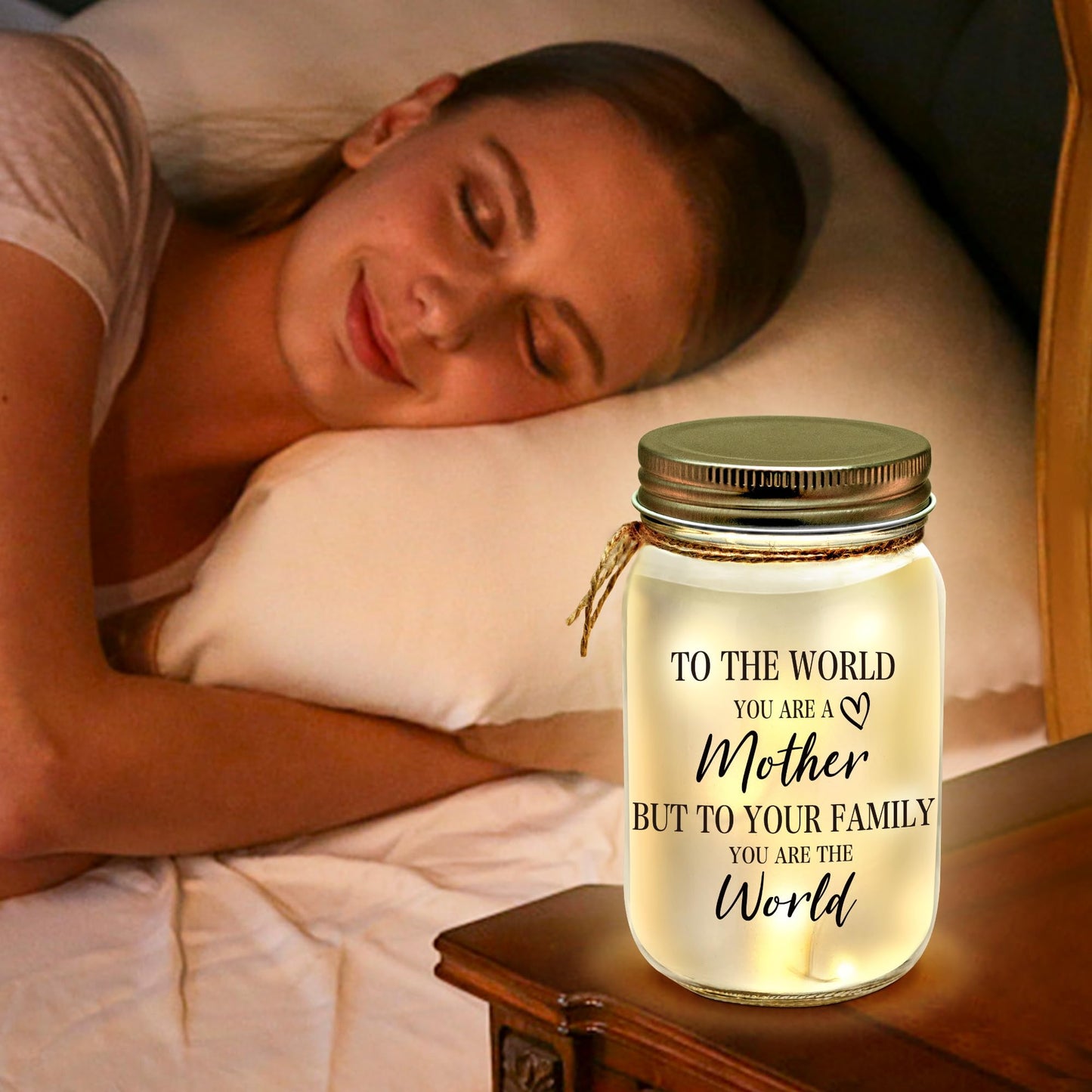 Kenon Mason Jar Night Light for Mom, Home Decoration Lights, Personalized Night Light for Birthday, Thanksgiving, Mothers Day Gift