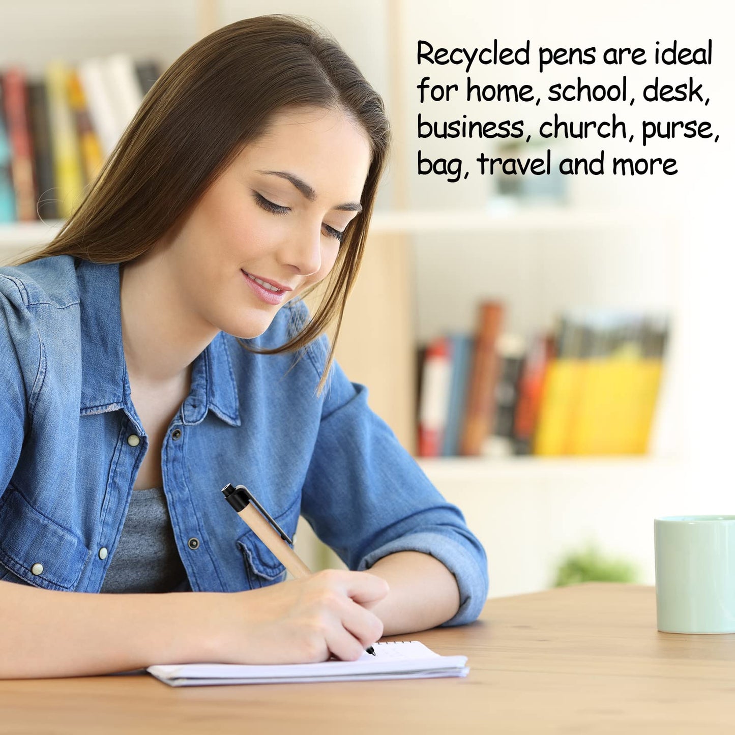 Sabary 100 Pcs Pens Bulk Kraft Paper Ballpoints Retractable Click Pens 1 mm Recycled Paper Ballpoint for First Day of School Coworkers Writing Office Supplies (5.5 Inch,Black)