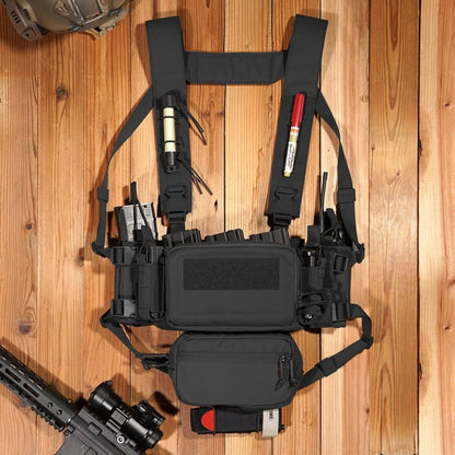 KRYDEX Laser Cut Shoulder Strap H Harness and Back Strap with Quick Release Buckles for MK3 MK4 MK5 Chest Rig (BK)