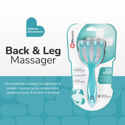 BioSwiss Claw Massage Roller, Handheld Muscle Massager with 5 Rotating Heads for Back, Legs, and Shoulder