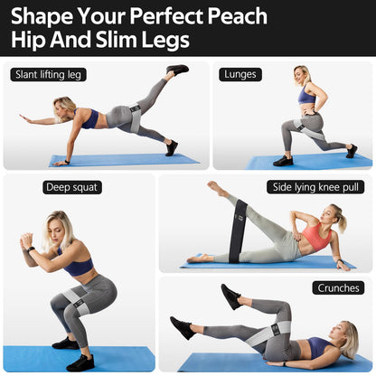 WALITO Resistance Bands for Working Out, Fabric Exercise Bands for Legs and Butt, Workout Bands for Women and Men, Booty Band for Yoga Starter Set, Pilates, Rehab, Fitness and Home Workout