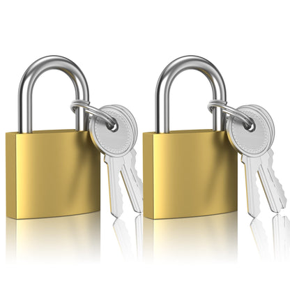 XFJSAK 2 Pcs Small Keyed Padlocks, Locker Lock, Locks with Keys 32mm, Gold, Compact, Hardened Alloy, Securing Luggage, Gym Lockers