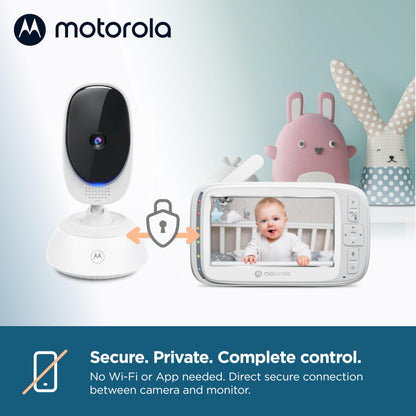Motorola Nursery VM75 Video Baby Monitor Camera, 1000ft Range no WiFi 2.4 GHz Wireless, 5" Screen, 2-Way Audio, Temperature Sensor, Night Vision