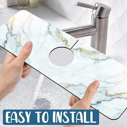 Marble Pattern Kitchen Sink Splash Guard Faucet Mat Gray Gold Marble Super