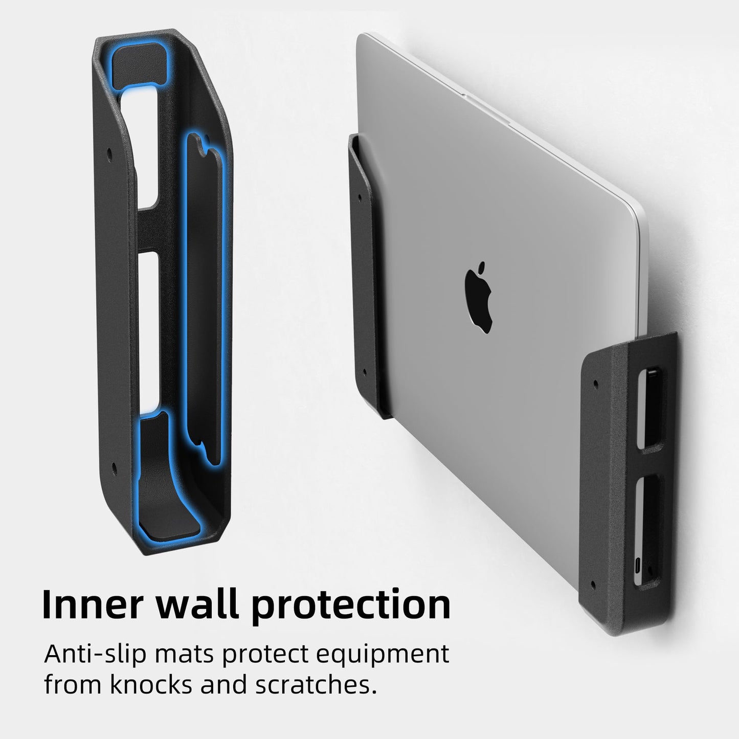 ELETIUO Wall & Under Desk Laptop Mount Holder with Adhesive & Screws in,1.02"/ 26 mm Thick,Anti-Scratch Pads,Universal for MacBooks,Surface,Keyboards,Tablets,Switch &More