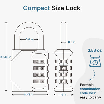 Puroma Combination Lock 4 Digit Waterproof Locker Locks Secure Outdoor Padlock for Gym Lockers, Toolboxes, Gates, Fences, Storage, Sports Locker, Cabinets (Basic Blue Peacock)