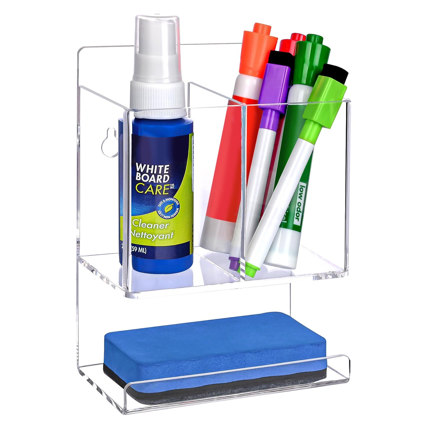 VieFantaisie Dry Erase Marker Holder, Wall Mounted Marker Holder for Remotes, Makeup, Acrylic Pen Organizer for Whiteboard, Office, Classroom, Wall Pen Pencil Storage for Classroom Organization