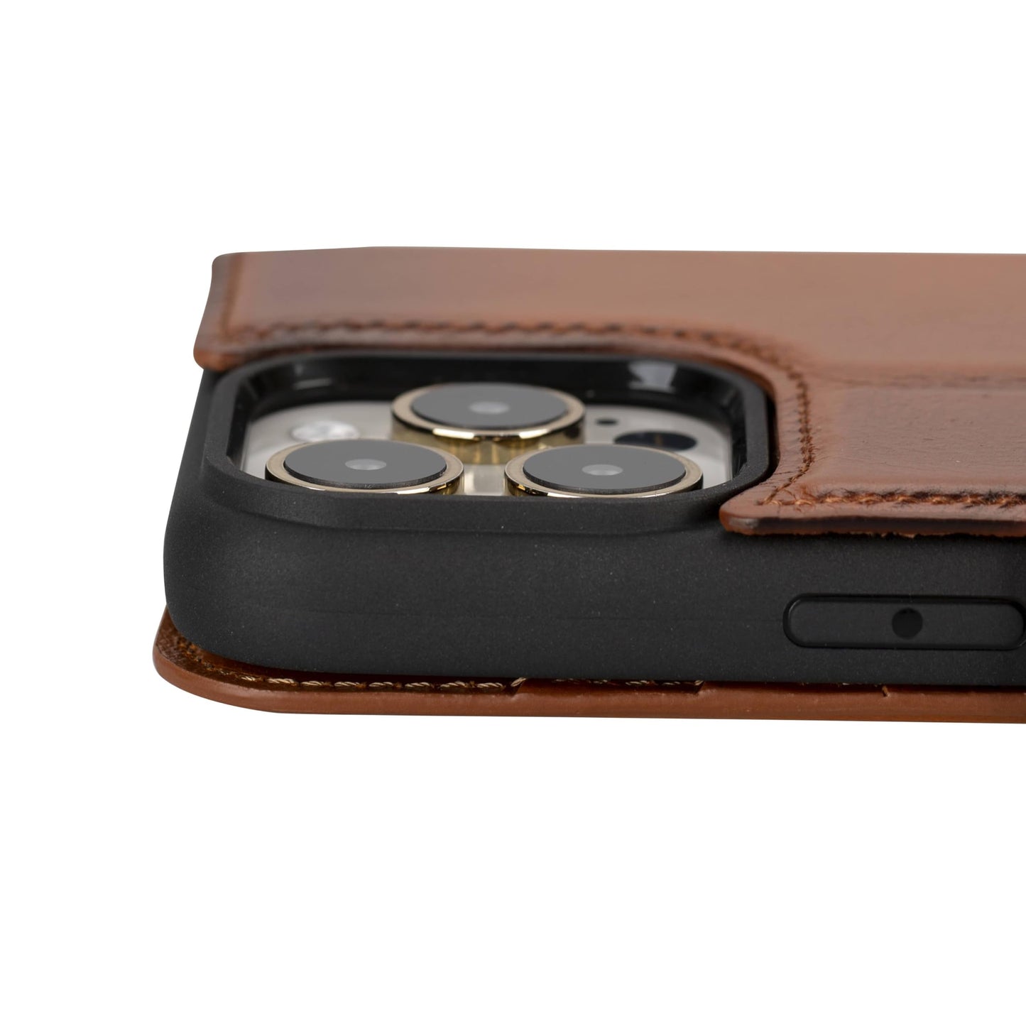 VENOULT Detachable Wallet Case for iPhone 15 Pro MAX, 4 Card Holder Wallet, Man or Women Folio Cover, Compatible with Magsafe, RFID, Genuine Leather, Kick Stand (Chestnut Brown)