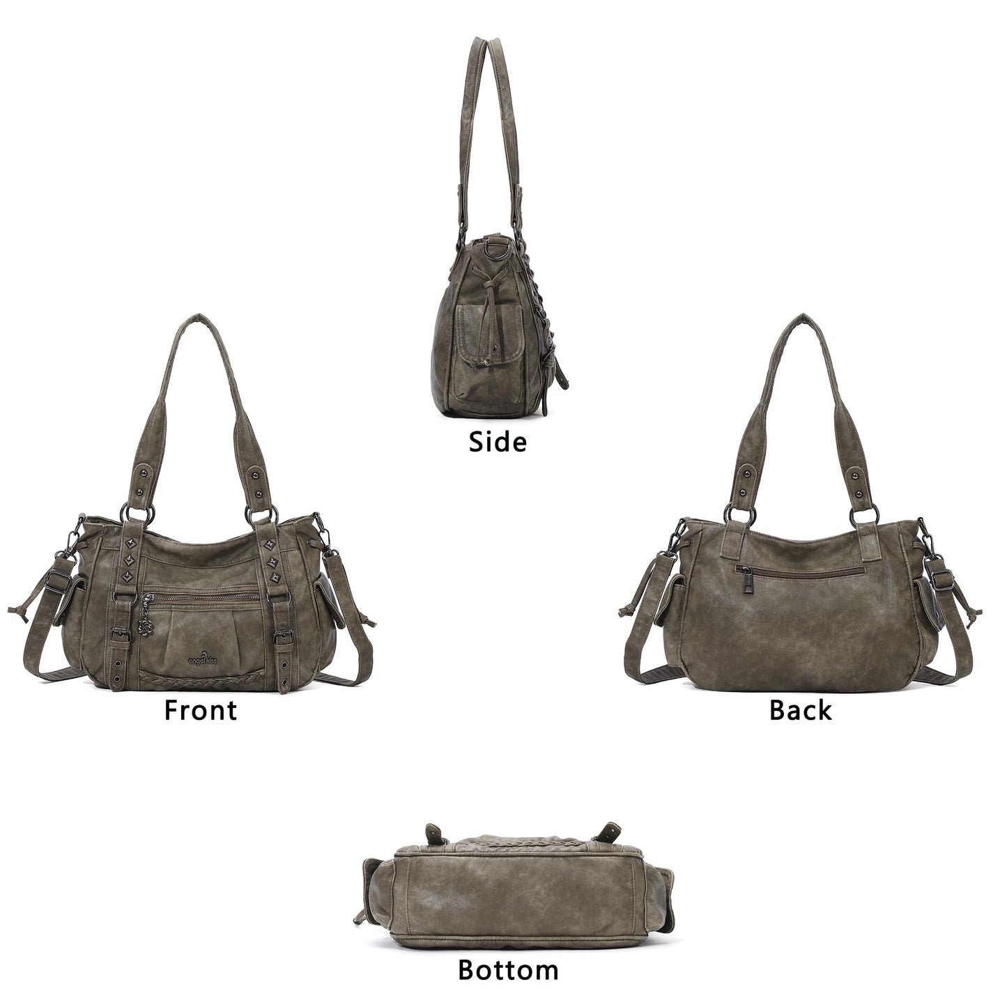 Angel Kiss Shoulder Bag For Women Multi Pocket Retro Hobo Handbags Satchel Tote Bag