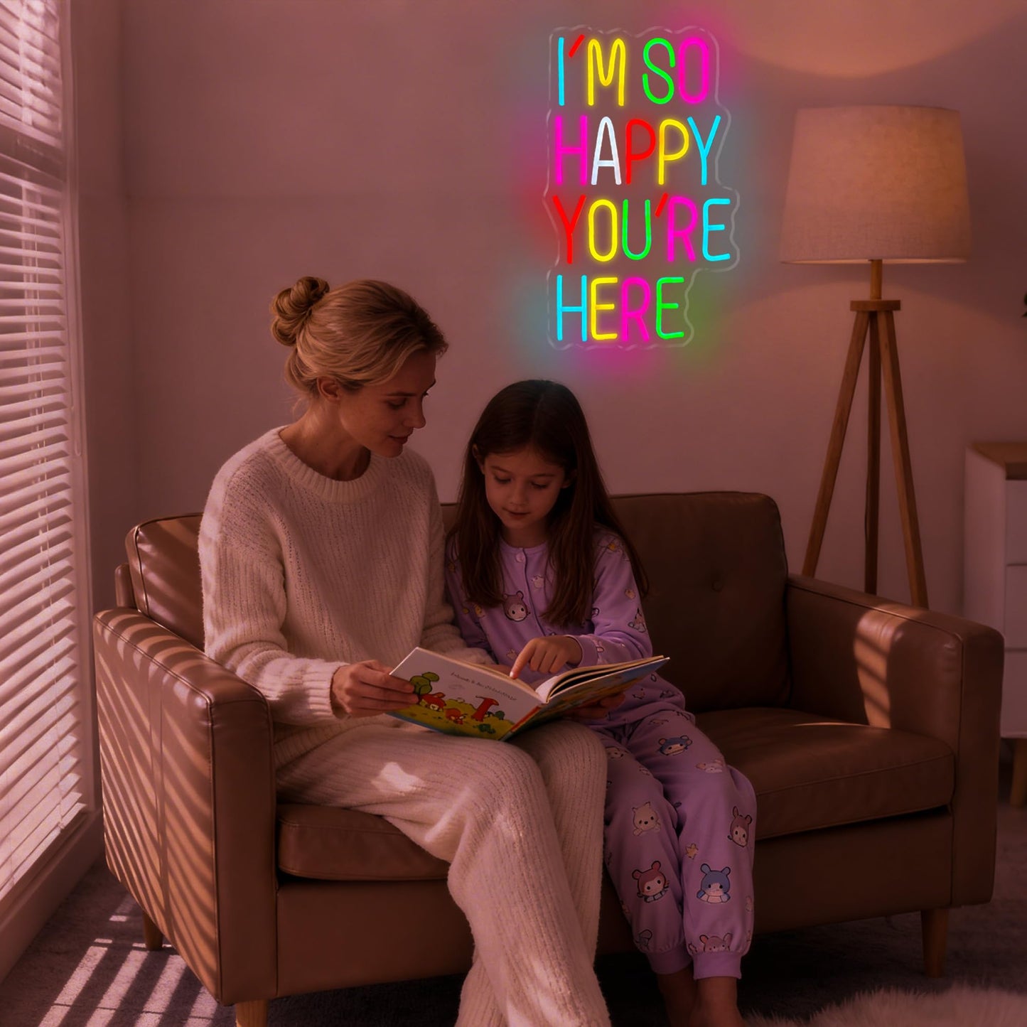 I’m So Happy You Are Here Neon Sign, Dimmable LED Light Up Neon Sign for Girls Bedroom Club Wedding Bachelorette Valentine's Day Party Wall Decor Birthday Christmas Gift for Daughter Teen Girls Friends (I’m So Happy You Are Here)