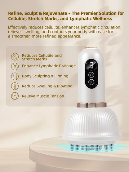 DiDEER Lymphatic Drainage Massager & Anti Cellulite Massage Tool, Reduce Stretch Marks & Cellulite,for Legs, Arms & Belly, Body Sculpting Machine with Microcurrent, Light, Heat & Vibration, (White)