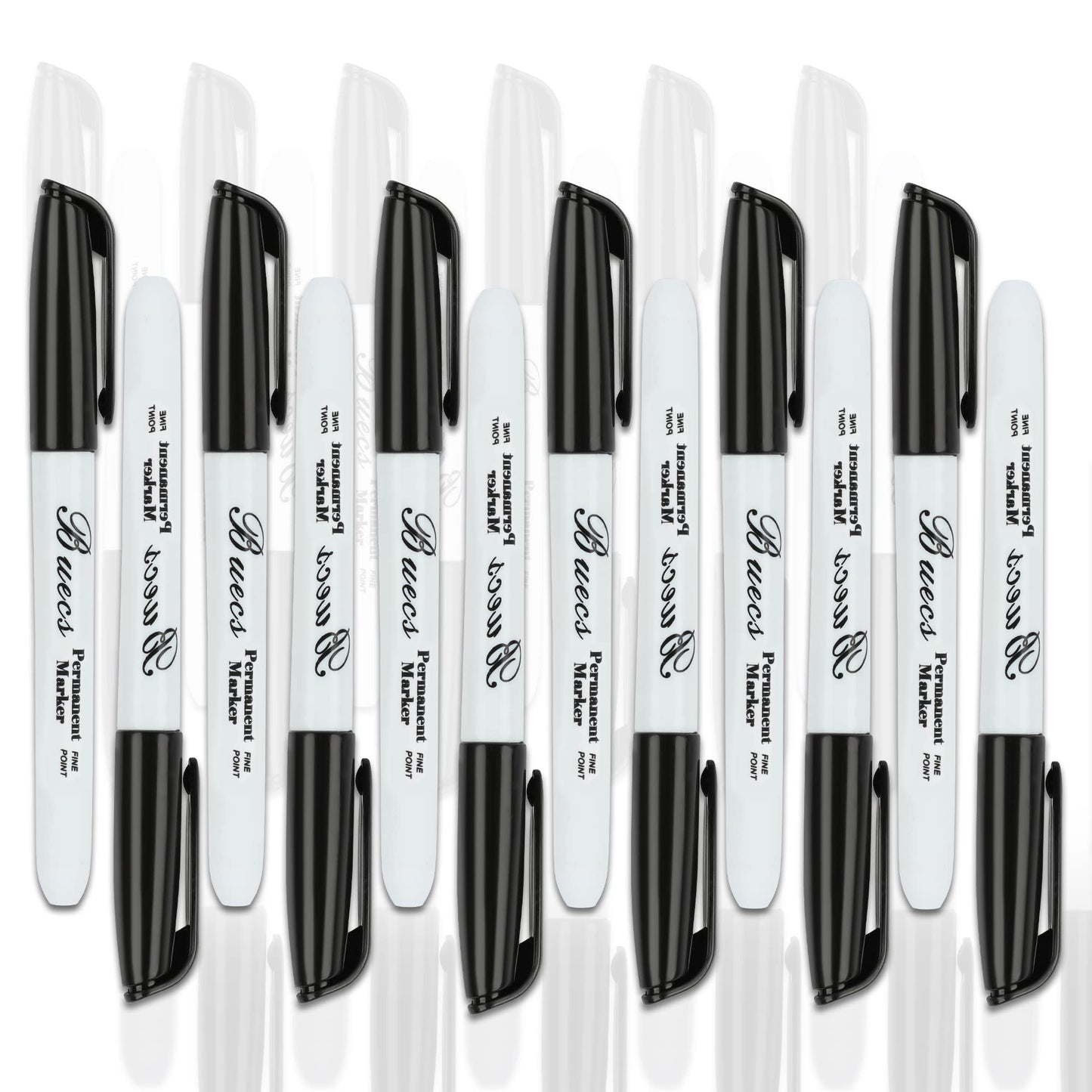 Buecs Permanent Markers, 80 Count Black Permanent Markers, Fine Point, Waterproof & Smear Proof Markers, Quick Drying, Office Supplies for School, Office, Home