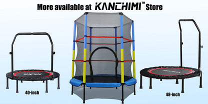 Kanchimi 40" Folding Mini Fitness Indoor Exercise Workout Rebounder Trampoline with Handle, Max Load 330lbs（Blue