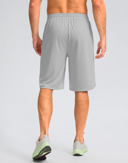 G Gradual Men's Athletic Shorts with Pockets 9" / 11" Long Basketball Shorts Lightweight Quick Dry Gym Workout Shorts for Men(Light Gray,M)