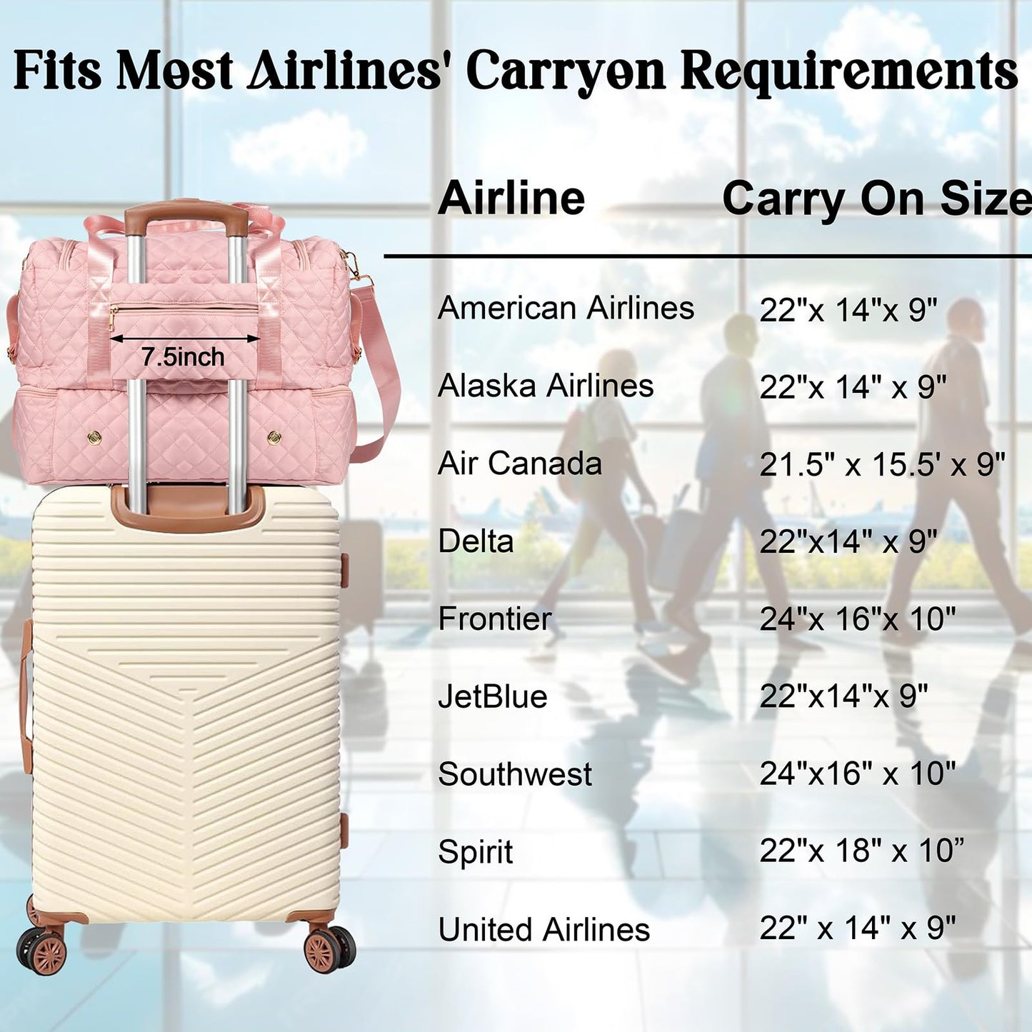 Personalized Initial Travel Bag, Quilted Duffle Bag, Weekender Bag for Women with Cosmetic Bag, Gym Bag with Shoe Compartment, Carry on Overnight Bag, Hospital Bag for Labor Delivery (Pink, A)