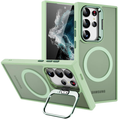 TORRTOWAY for Samsung Galaxy S24 Ultra Case with Magnetic Compatible with MagSafe Built-in Kickstand Stand Shockproof Protective Cover for Galaxy S24 Ultra Phone Case (Light Green)