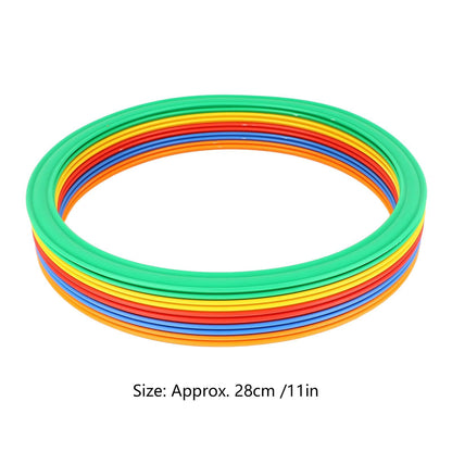 NOENNULL Hopscotch Rings, 10PCS Plastic Round Hoops with 10 Connectors for Toddlers Gross Motor Skills, 11 Inch Indoor Outdoor Agility Rings for Kids Playground Obstacle Course