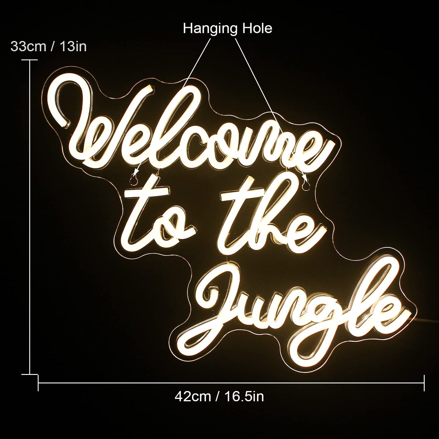 FAXFSIGN Welcome to the Jungle Neon Sign Warm White Led Word Neon Light Signs for Wall Decor Usb Letter Light Up Sign for Bedroom Nursery Kids Room Garden Home Entryway Front Porch Wedding Birthday