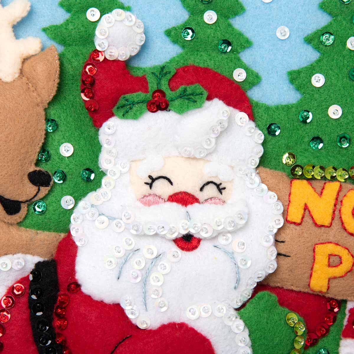Bucilla 89228E Felt Applique Christmas Stocking Kit, 18", North Pole Santa