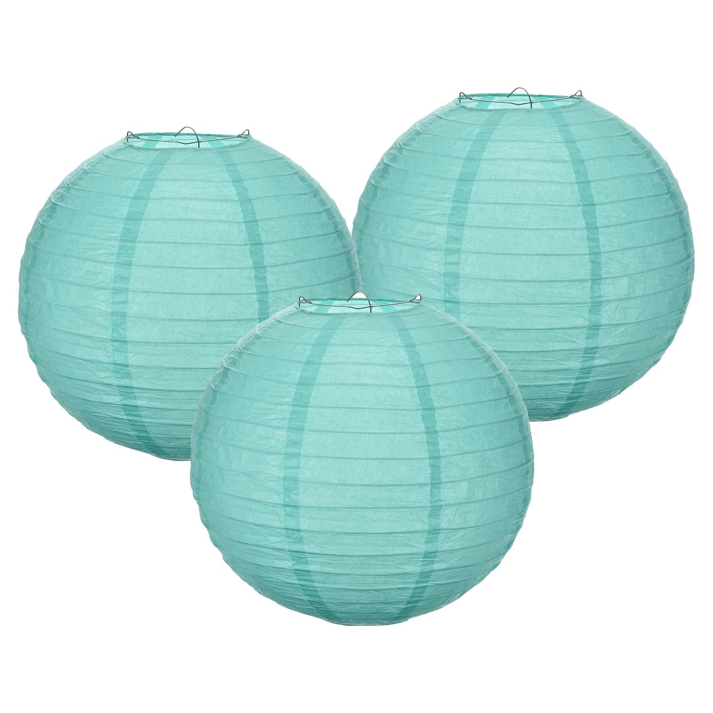 MECCANIXITY 3PCS Paper Lanterns Decorative, 12 Inch Blue Round Hanging Ball Lantern Chinese Lanterns for Home Decor, Birthday, Wedding,Christmas Party