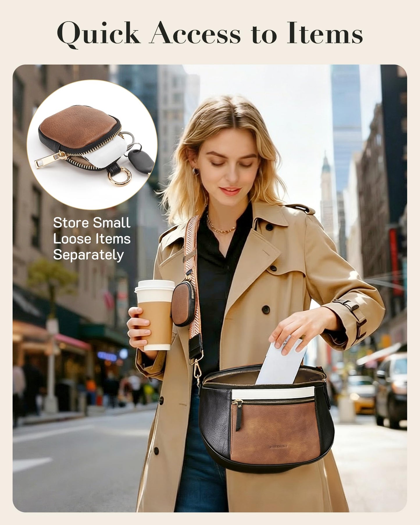Missnine Crossbody Bags for Women, Vegan Leather Purses for Women Bum Bag Small Shoulder Handbags
