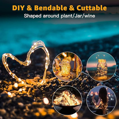 12 Pack Fairy Lights Battery Operated 7ft 20 LED Mini String Lights Twinkle Lights Silver Wire Firefly Starry Lights for Mason Jars Wedding Party Christmas Centerpiece Decor, Warm White & Cool Whtie