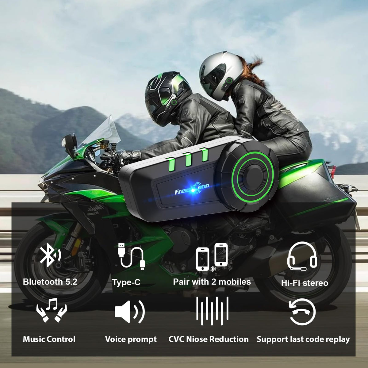 FreedConn Motorcycle Bluetooth Headset KY Bluetooth Helmet Intercom Motorcycle Communication Systems with CVC Noise Cancellation Stereo Music IP65 for Full/Half Face Helmet Basic Single People Use