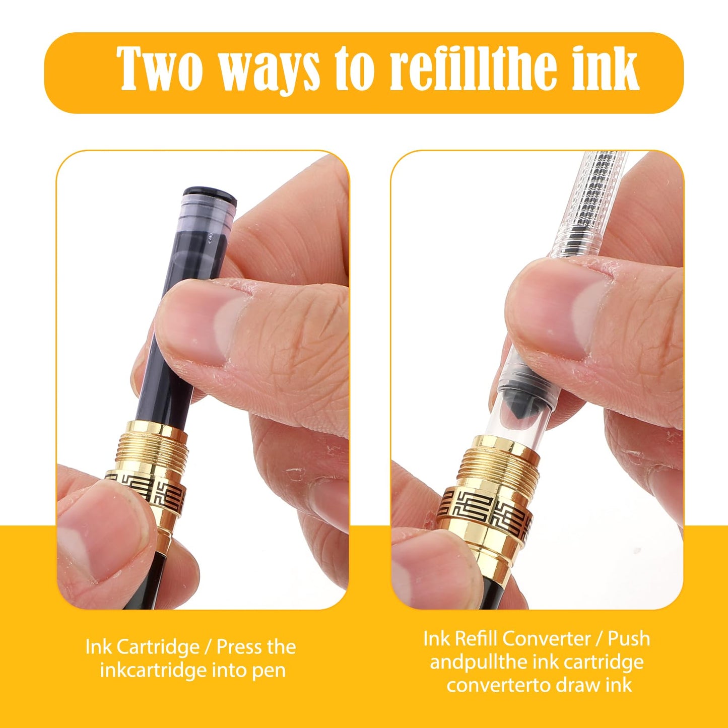 Andibro Metal Fountain Pens, With 10 Black Ink 2.6mm Cartridges, 0.5mm Luxury Fine Point Fountain Pen Business Pen Smooth Writing Stainless Steel Pen Calligraphy Pen for Office School Supplies(Blue)