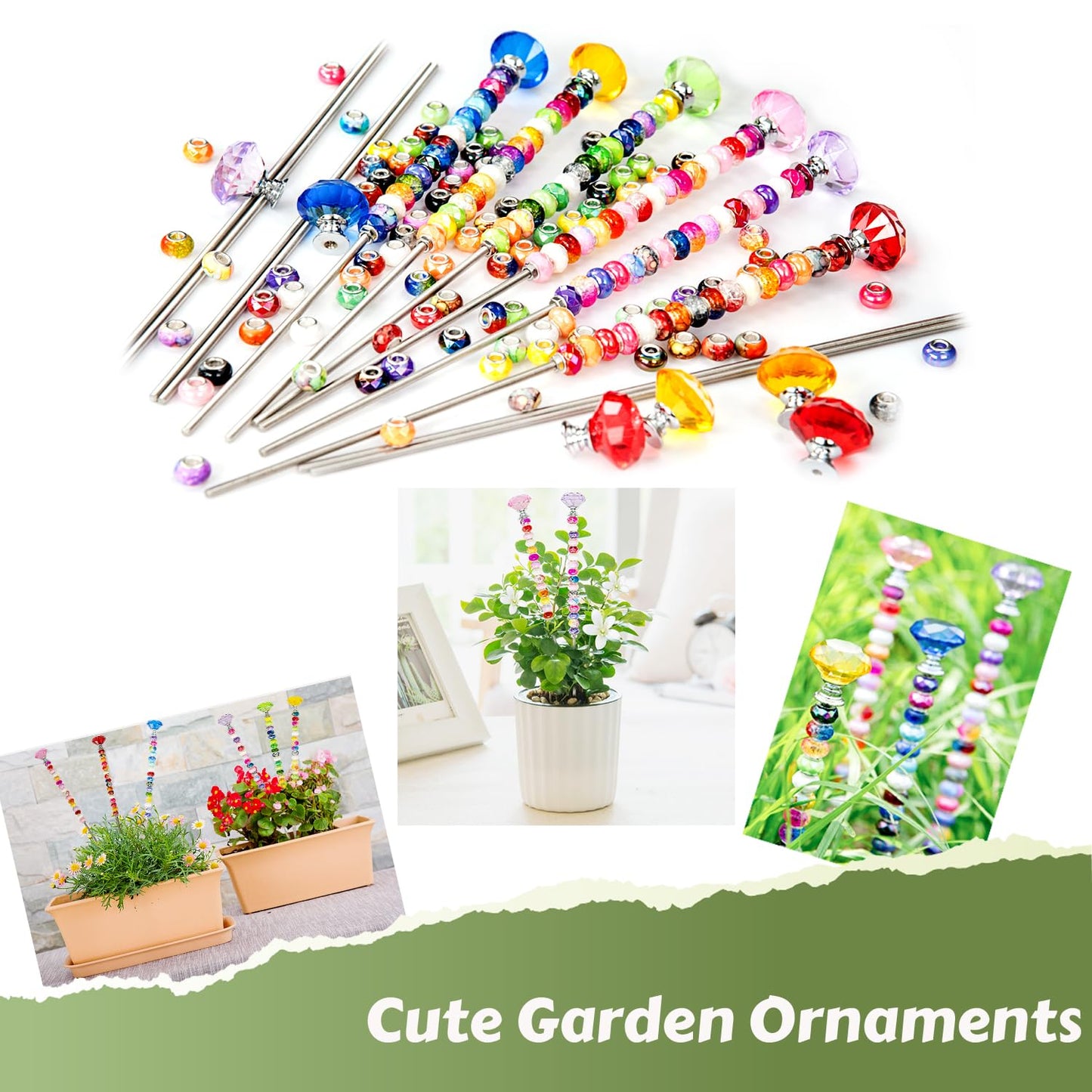 Prefdo 236 PCS Decorative Garden Stakes DIY Fairy Wand Beaded Kit
