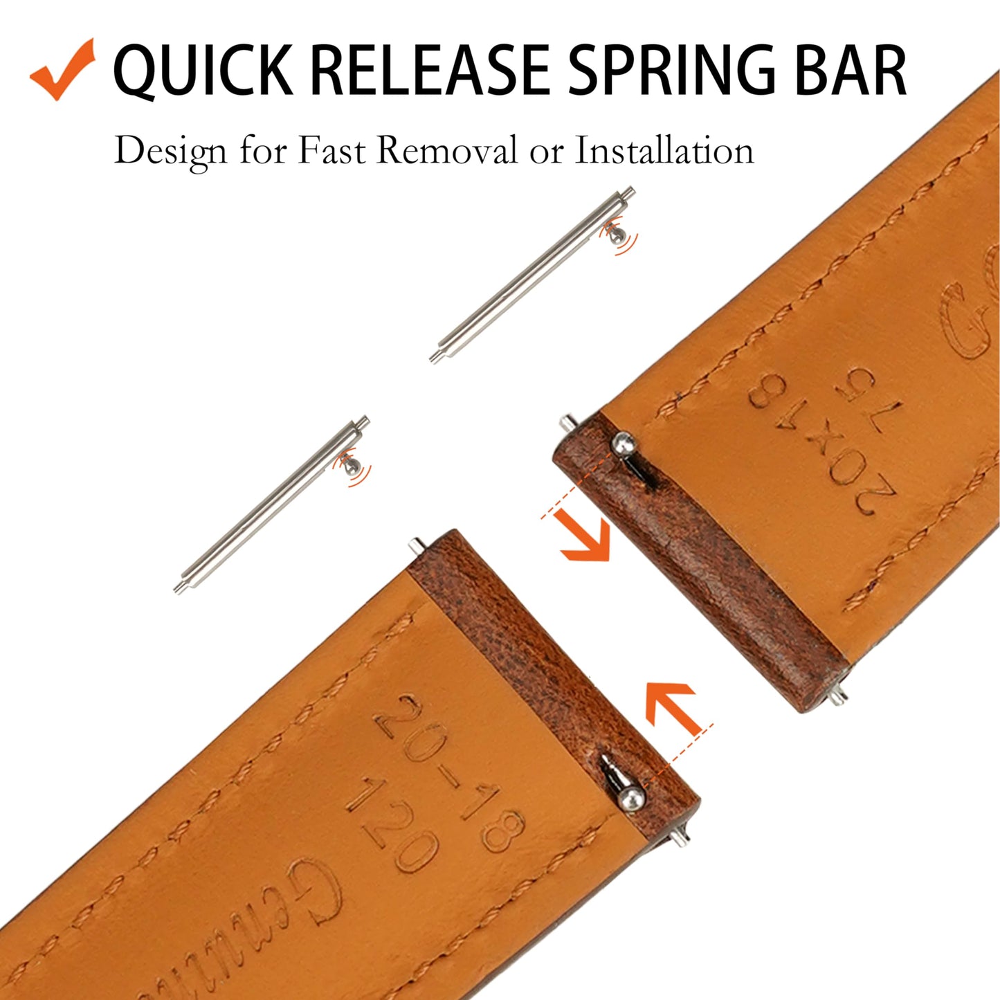 Gomvadr Quick Release Leather Watch Bands 14mm 16mm 18mm 19mm 20mm 21mm 22mm 24mm ,Vintage Oil Wax-Tanned Leather Watch Straps Men's Watch Band Replacement Watch Strap for Men Women,Tan with Contrast Stitch/Blk Buckle, 18mm