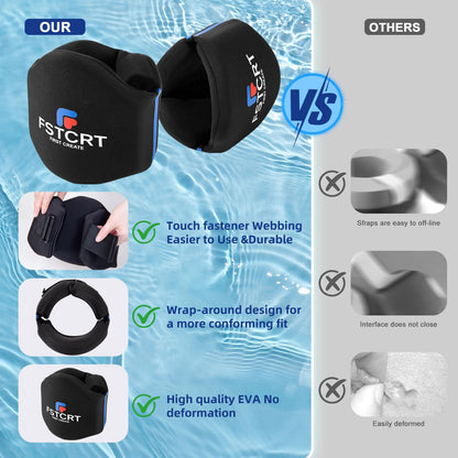 Fstcrt 2 Pcs Foam Aquatic Cuffs Exercise Equipment, Water Aerobics Float Ring with Adjustable Webbing, Pool Exercise Workout Set, Water Ankle Ring for Adults