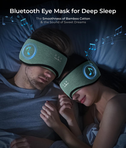 MUSICOZY Sleep Headphones Bluetooth 5.4, Bamboo Cotton Full Coverage Headphones Headband for Side Sleepers, Wireless Earphones with Speaker Sleep Music Earbuds for Men Women (Dark Green)