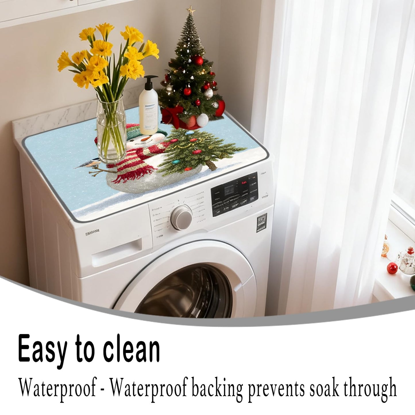 Nuxovilar Christmas Washer Dryer Dust Cover - Playful & Classic Festive Decor Protector for Laundry Room/Area/Space (YTT12861)