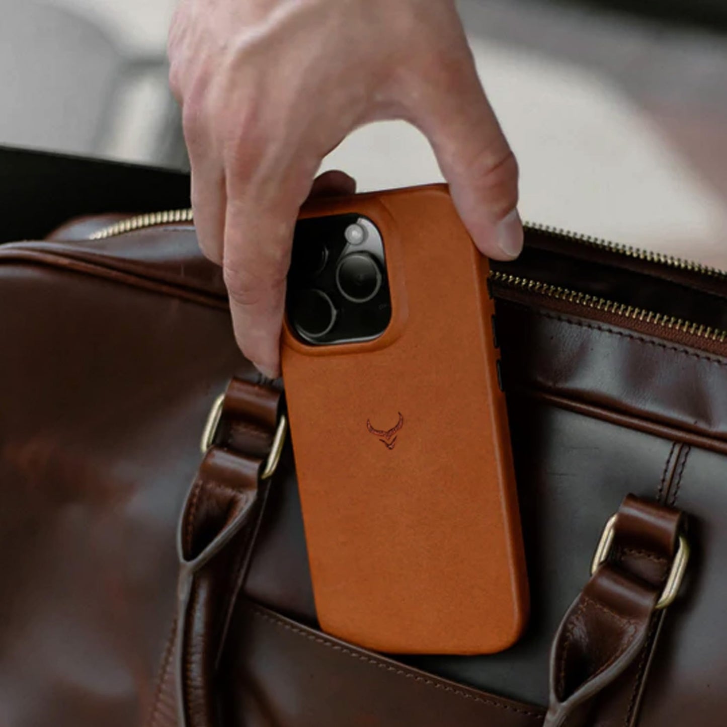 Cretanbull iPhone 16 Pro Max Leather Case - Oil Waxed Full Grain Anti-Scratch Handmade Genuine Leather Case - Compatible with Magsafe, Shockproof, Drop Proof, Protective Slim Case (16 Pro Max Ochre)