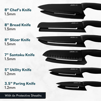 Home Hero Kitchen Knife Set with Sharpener - High Carbon Stainless Steel Knife Block Set with Ergonomic Handles (20 Pcs - Acrylic Black)