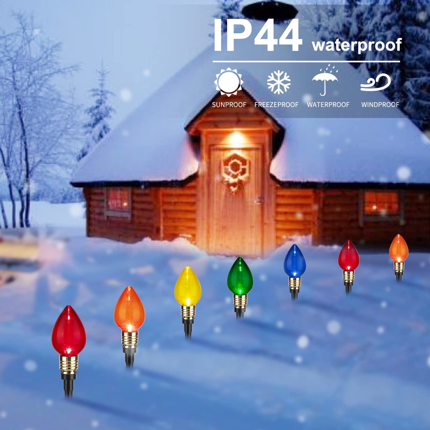 2 Pack C9 Christmas Pathway Lights Outdoor, Total 34.8 Ft 20 LED C9 Pathway Light, Waterproof Connectable Walkway Lights for Yard Ground Sidewalk Driveway Christmas Decorations