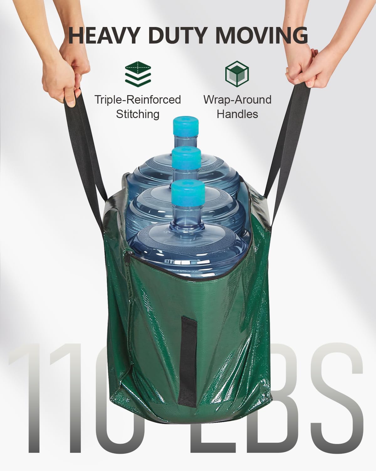 DAYSEON Heavy Duty Moving Bags Extra Large, Premium Storage Bags with Durable Zippers, Reinforced Handles, Moving Supplies for Clothes, Bedding, College Dorm Essentials, 8 Pack Green