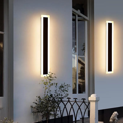 Upgrade Widened 2 Pack Long LED Wall Light, 31.4inch Modern Wall Sconce, 31W, 3000K Warm White, IP65 Waterproof, White Acrylic, Outdoor Wall Mount Light Fixture for Patio, Garage, Entryway, Fence