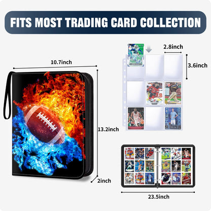 TsuiWah Football Card Binder with Sleeves,9-Pocket Trading Card Holder Card Collectors Album Hold Up to 900 Cards,Card Folder for Football Baseball Basketball Sport Trading Cards, TCG, MTG, PTG Games