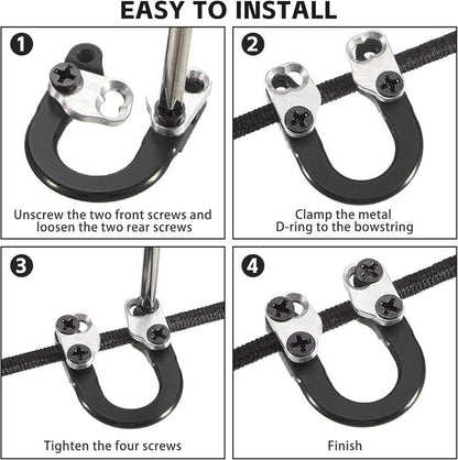Archery Compound Bow D Loop - Metal U Nock D Ring Accessories for Shooting & Hunting Installation