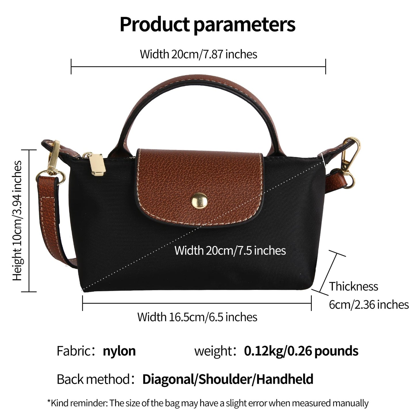 Mini Crossbody Bag for Women - Adjustable Strap Shoulder Purse, Small Spacious Tote with Zipper Pockets for Phone Wallet Keys 7.5in Baby Blue