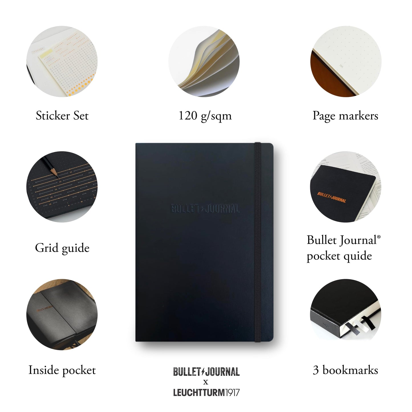 LEUCHTTURM1917 The Official Bullet Journal Edition 2 - Notebook Built for BuJo, Medium A5 204 Pages of 120gsm Paper, With Bujo Pocket Guide (Yellow24)