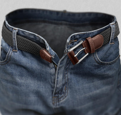BULLIANT Belt for Men 2Pack,Mens Gift Stretch Braided Web Belt Elastic for Casual Golf Jeans,1 3/8"(Black/Deep Brown,36"-40" Waist Adjustable)