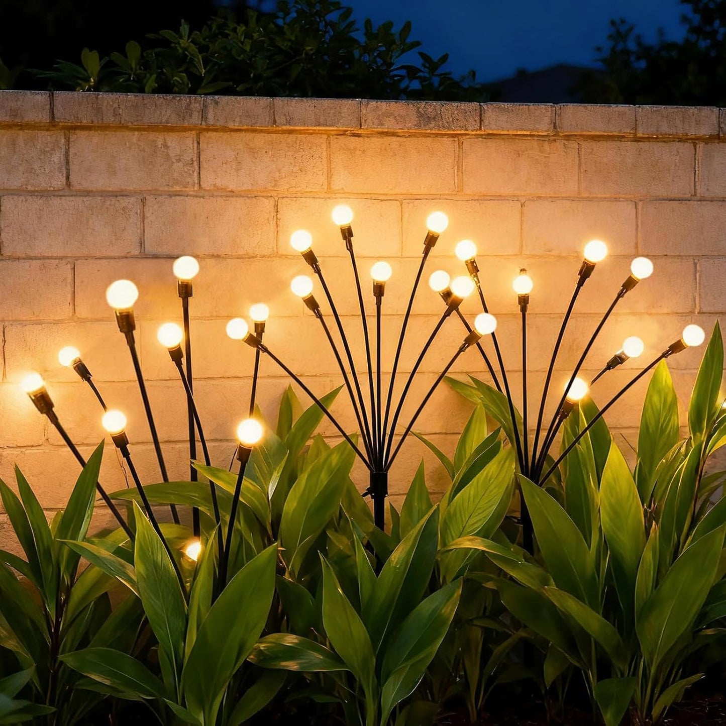 VerveAura Solar Firefly Lights Outdoor Waterproof, 4 Pack Swaying Garden Lights with Dancing Firefly Glow, 17mm Large Bulbs, 800mAh Battery, Monocrystalline Solar Panel, Yard Pathway Decor