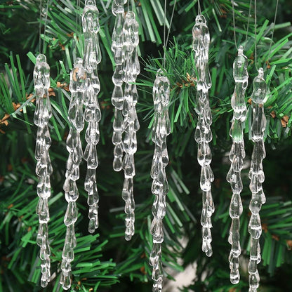 Zsail Icicle Ornaments 50 pcs Icicles Pendant Set Christmas Decoration Acrylic Clear icicles with 50 Cord for Christmas Tree Decoration(Water Drop-5.1inch 50pcs)