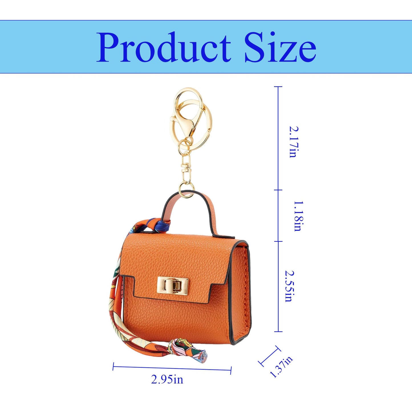 Mini Luxury Backpack Keychain for Women, Small Leather Change Pouch Coin Purse with Detachable Key Ring - Stylish Accessory for Keys, Earbuds, Lipstick (orange)
