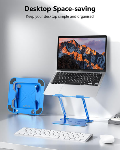 NTMY Adjustable Laptop Stand for Desk,Foldable Laptop Stand,Ergonomic Laptop Riser for MacBook Air Pro, Dell XPS, Acer,Lenovo,HP(10-16'')-Glacier Blue