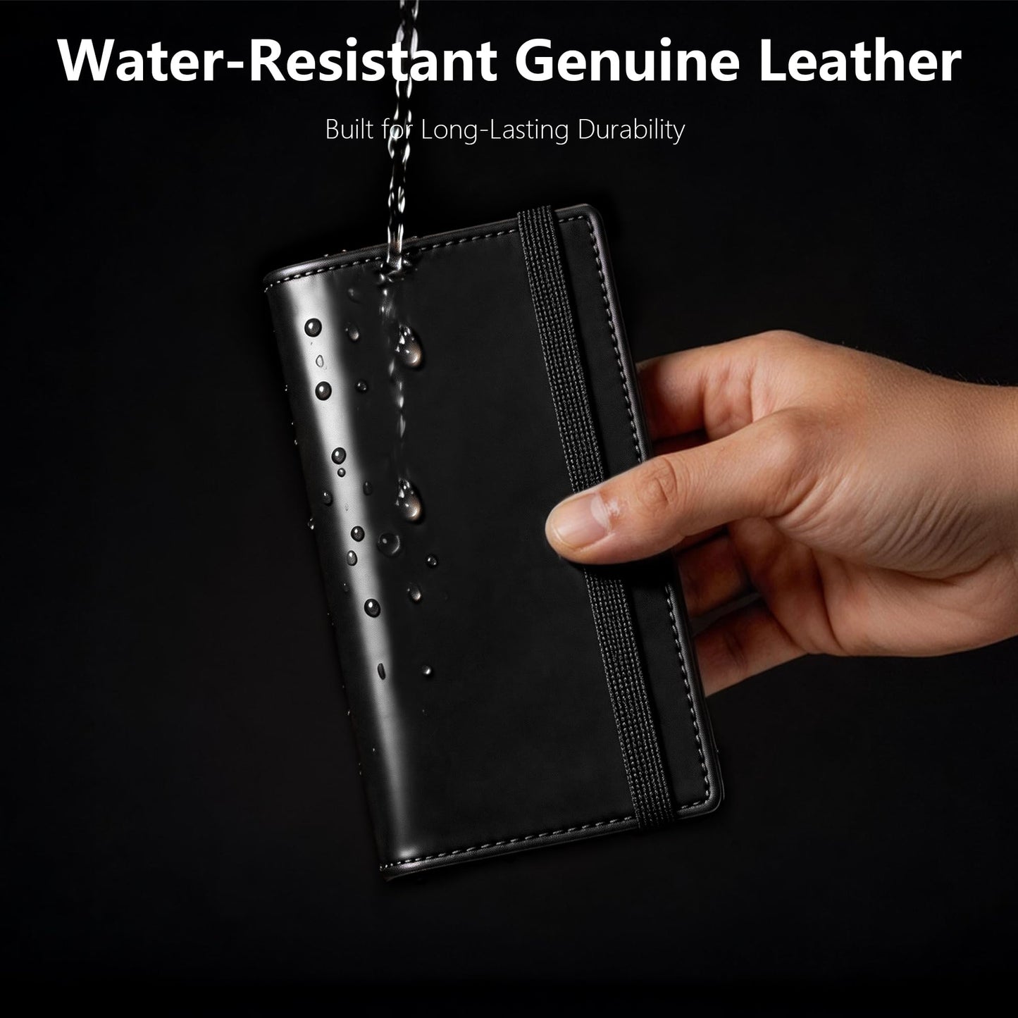 Espera Genuine Leather Checkbook Cover for Men and Women, Check Book Covers for Personal Checkbook with Elastic Band